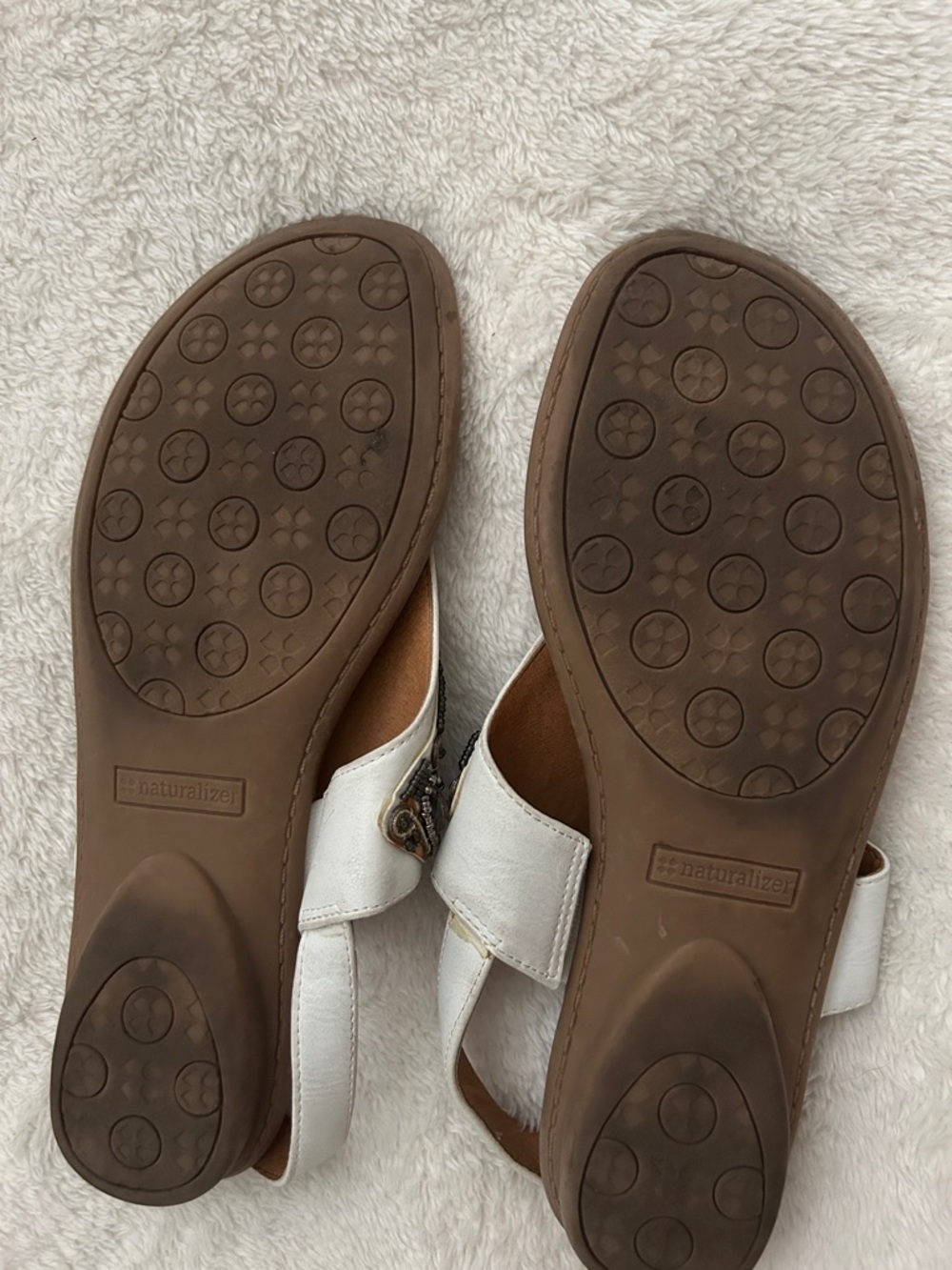 Naturalizer White Embellished Thong Sandals with Jewel Accents - Picture 3 of 3